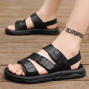Мужские сандалии летняя пляжная обувь 2024 новая одежда для вождения нескользящие мужские сандалии двойного назначения для папы 39