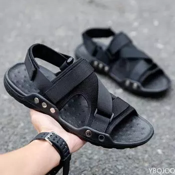 Мужские сандалии, летняя пляжная обувь, модные черные уличные прогулочные тапочки на плоской подошве, спортивная мужская обувь, мужские кроссовки, Zapatillas Hombre 39