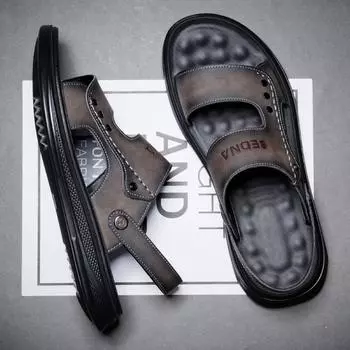 Мужские сандалии лето 2025 новые повседневные уличные нескользящие мягкие подошвы пляжная обувь верхняя одежда сандалии для вождения 38