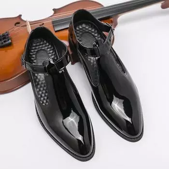 Мужские сандалии Мэри Джейн Танцевальная обувь Ортопедические сандалии Платье с кончиками крыльев Свадебный комфорт Стильные деловые кожаные пиджаки для выпускного вечера Туфли для мужчин EU: 38 чёрный