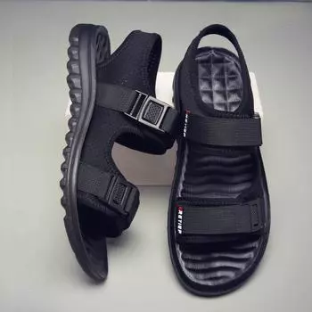 Мужские сандалии Мужские летние сандалии на платформе Спортивные, для отдыха на открытом воздухе Нескользящие, мягкие, дышащие мужские сандалии 6.5 чёрный