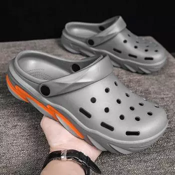 Мужские сандалии на платформе с закрытым носком, летние повседневные пляжные сандалии из ЭВА, нескользящая садовая обувь для мужчин 40 серый