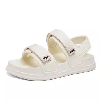 Мужские сандалии на толстой подошве, летние на липучке, модные парные повседневные пляжные туфли на мягкой подошве, уличные спортивные шлепанцы 36 белый