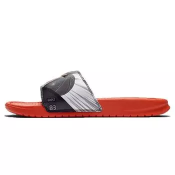 Мужские сандалии Nike Benassi JDI с принтом Team Orange, черные, белые, оранжевые, CI1954-016