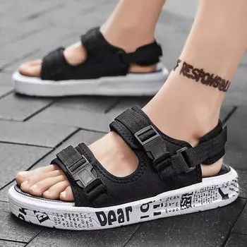 Мужские сандалии, новые летние нескользящие уличные сандалии на мягкой подошве, модная пляжная обувь, повседневные легкие удобные шлепанцы 36