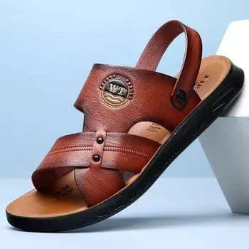 Мужские сандалии, новые летние пляжные туфли из суперволокна на мягкой подошве, повседневные тапочки двойного назначения для ношения на открытом воздухе 38