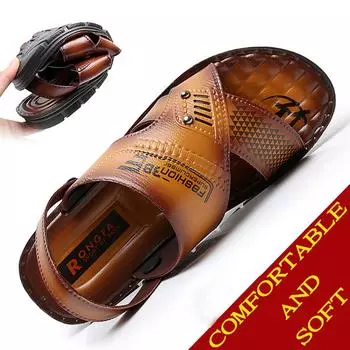 Мужские сандалии, пляжная повседневная обувь, тапочки на толстой подошве 42