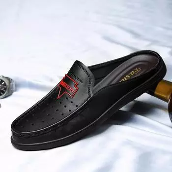 Мужские сандалии, полутапочки для мужчин, натуральная кожа, мужская обувь, летняя дышащая обувь класса люкс, повседневные лоферы, мужские мокасины 38