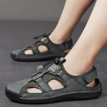 Мужские сандалии, повседневная обувь с дышащей сеткой 39 чёрный