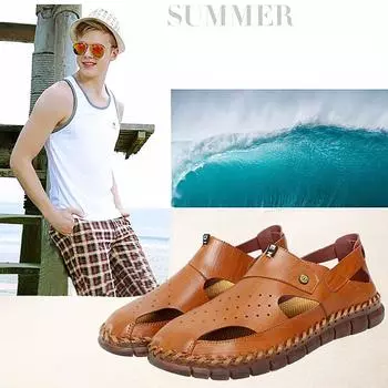 Мужские сандалии, повседневные тапочки, пляжные сандалии, обувь с дырочками 39 чёрный