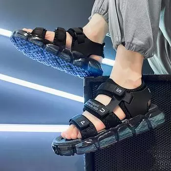 Мужские сандалии с открытым носком, летние кроссовки на толстой подошве, повседневная обувь для мужчин, летние тапочки, спортивные сандалии большого размера, модная обувь Coolman 39