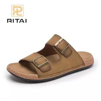 Мужские сандалии с застежкой-молнией, пляжные сандалии с круглым носком, мягкие повседневные тапочки в стиле ретро 38 коричневый