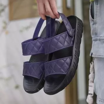 Мужские сандалии, шлепанцы для мужчин, для отдыха на пляже, повседневные, черные, хаки, серые, на плоской подошве, большие размеры, с открытым носком, летняя обувь для мальчиков 38-45 EU:39 чёрный