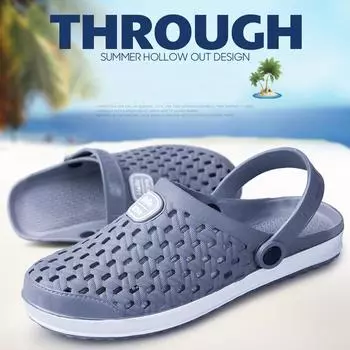Мужские сандалии, удобные сандалии для бассейна, летняя уличная пляжная обувь, мужские садовые сабо без шнуровки, повседневные тапочки для душа, унисекс, 40-44 40 серый