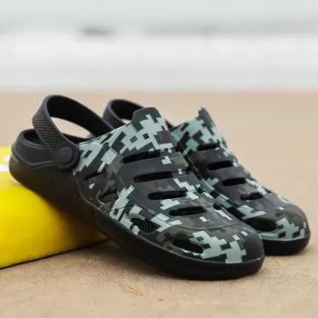 Мужские сандалии женские мюли летние нескользящие туфли для пар с отверстиями 1 EVA садовые туфли камуфляжные пляжные плоские мужские тапочки 36 белый