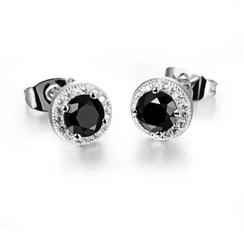 Мужские серьги из серебра 925 пробы, популярные серьги-гвоздики Mingxin, одинаковые круглые бриллиантовые мужские и женские серебряные серьги 925 чёрный