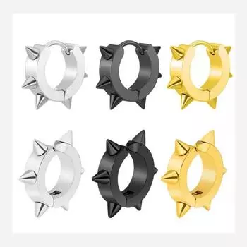 Мужские серьги из титановой стали с острым конусом и пряжкой в стиле хип-хоп