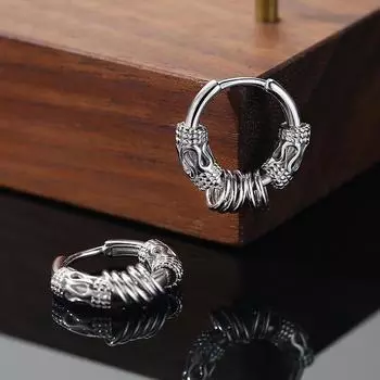 Мужские серьги-кольца в стиле ретро — модные, универсальные, простые. small round bead a pair чёрный