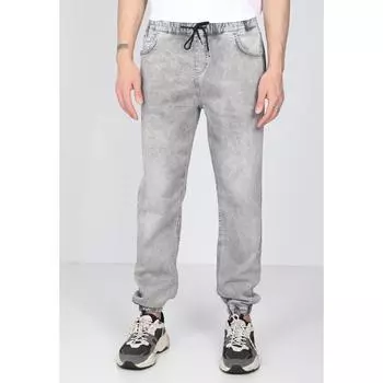 Мужские серые брюки-джоггеры с завязками на талии