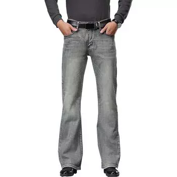 Мужские серые расклешенные джинсы Boot Cut Leg Flared Loose Fit Mid Rise Classic Denim Jeans Размер 28-38 29 серый