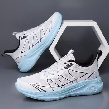 Мужские сетчатые дышащие легкие кроссовки для бега, нескользящая спортивная повседневная обувь 38 белый