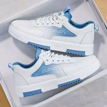 Мужские сетчатые кроссовки 2024 года, модная дышащая мужская вулканизированная обувь, удобная новая летняя удобная универсальная белая обувь 39 синий