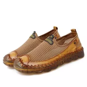 Мужские сетчатые кроссовки, дышащая забродная обувь для мужчин, удобные прогулочные кроссовки, мужские 2024 38 чёрный