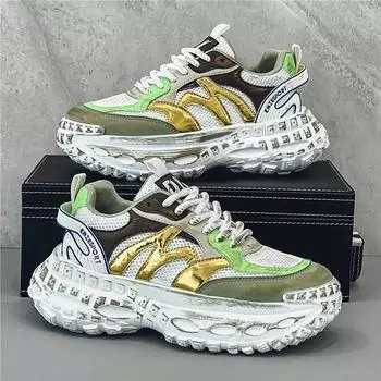 Мужские сетчатые кроссовки на толстой подошве, повседневные, спортивные, износостойкие, легкие, удобные, дышащие, модные и трендовые 39 белый