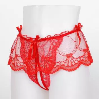 Мужские сетчатые прозрачные кружевные юбки, стринги-стринги, трусы с Т-образной спинкой и бантом, нижнее белье XL