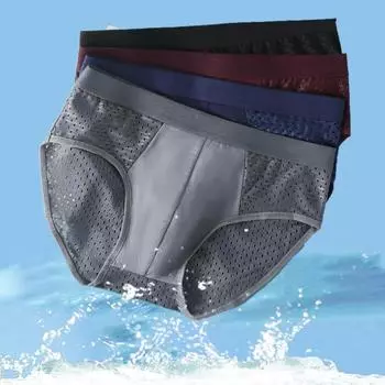 Мужские сетчатые трусы, нижнее белье, сексуальные трусики большого размера с отверстиями, мужские шорты, нижнее белье, дышащие трусы 4XL чёрный