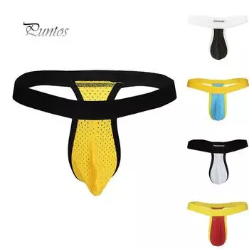 Мужские сетчатые трусы-стринги с Т-образным вырезом и карманом, нижнее белье S