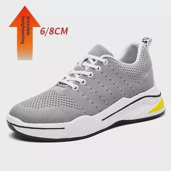 Мужские сетчатые туфли без застежек: Подъем 8 см, дышащая и модная повседневная спортивная обувь 39