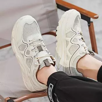 Мужские сетчатые туфли, летние, новые, легкие, дышащие, полые, сетчатые туфли, тонкие, спортивные, для бега, большой размер 48, мужская обувь на платформе 39 чёрный