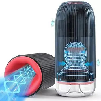 Мужские секс-игрушки для мужчин - мужской мастурбатор 3в1, вибратор для пениса, 10 вибраций и 3 вращающихся мужских поглаживающих элемента, а также расширяющая рот на 360° секс-игрушка