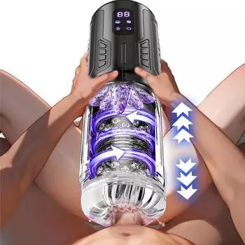 Мужские секс-игрушки, насос для пениса с 7 режимами вставки, вибрации, вращения, облизывания, мастурбатор с ЖК-дисплеем, секс-игры для взрослых