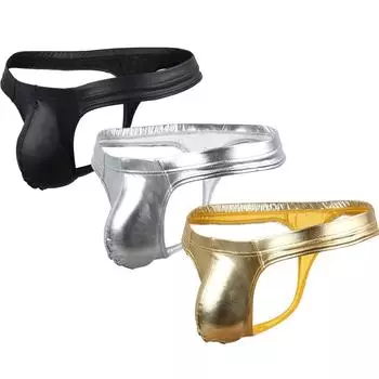 Мужские сексуальные кожаные трусики со средней талией L