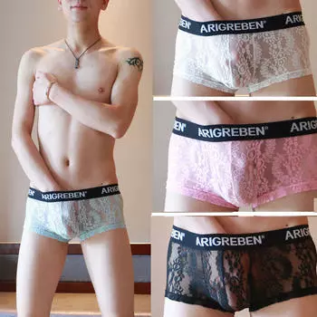 Мужские сексуальные кружевные ультратонкие бесшовные удобные трусы для нижнего белья XL