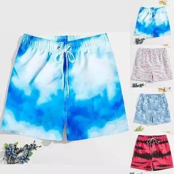 Мужские сексуальные плавки для бодибилдинга с градиентом, пляжные плавки-боксеры S небесно-голубой