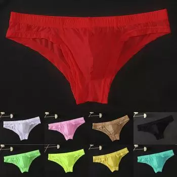 Мужские сексуальные прозрачные дышащие выпуклые трусы с низкой талией, трусы L розовый