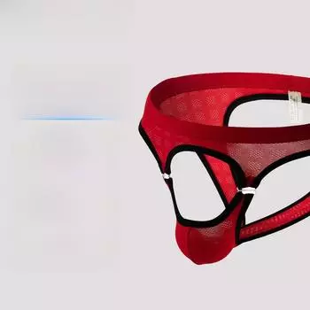 Мужские сексуальные сетчатые трусы с открытой спиной, дышащая ткань, застежка спереди и пряжка XXL