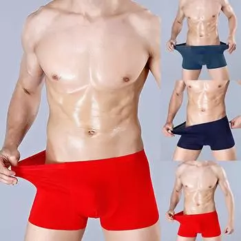 Мужские сексуальные шелковые быстросохнущие дышащие боксеры с лицензией, нижнее белье, трусы XXL красный