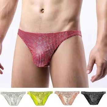 Мужские сексуальные стринги, нижнее белье, мужские трусы с низкой талией, блестящее нижнее белье, эластичные мягкие XL