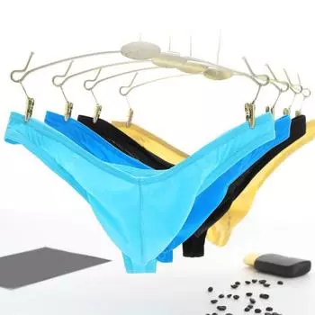 Мужские сексуальные стринги с низкой посадкой U-образной формы, однотонные трусы с эластичным поясом, облегающие, однотонные M