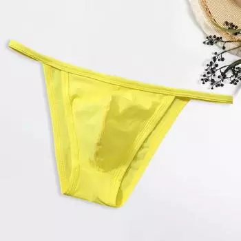 Мужские сексуальные стринги, сексуальные трусы с низкой талией и U-образной цветной сумкой, однотонные трусы, эластичное нижнее белье, дышащие трусики, повседневная одежда M