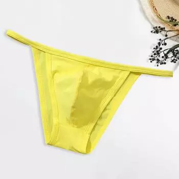 Мужские сексуальные стринги, сексуальные трусы с низкой талией и U-образной сумкой, однотонное эластичное нижнее белье, дышащие трусики, повседневная одежда M