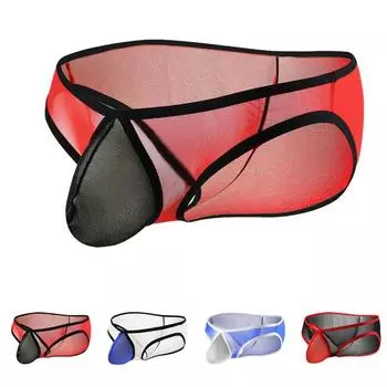 Мужские сексуальные трусики с низкой талией, дышащие трусы, стринги, летние сексуальные трусы 2XL чёрный