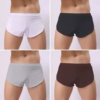 Мужские сексуальные трусы-боксеры с низкой посадкой и эластичным поясом, однотонные, на всю длину бедра M
