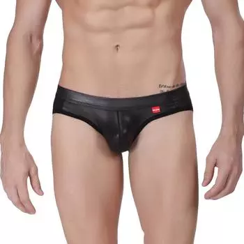 Мужские сексуальные трусы из искусственной кожи, лаковые брюки, сексуальное нижнее белье L
