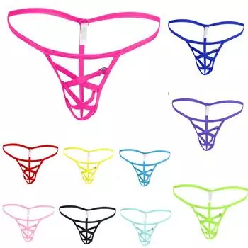 Мужские сексуальные трусы из ледяного шелка, мужские трусы-стринги с микро-бикини с низкой талией