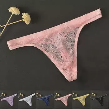 Мужские сексуальные трусы, нижнее белье, кружевные прозрачные кружевные трусы с низкой посадкой L